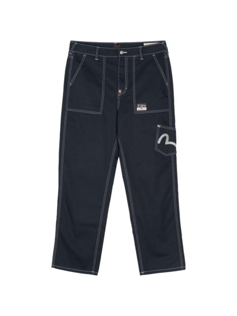 seagull-embroidery contrasting-stitch trousers