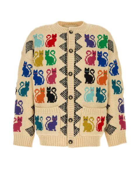 Valentino Valentino Garavani Men Cream Wool Cardigan