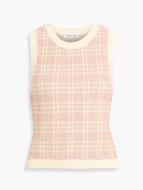 VERONICA BEARD Jerrel cropped metallic jacquard-knit cotton-blend tank