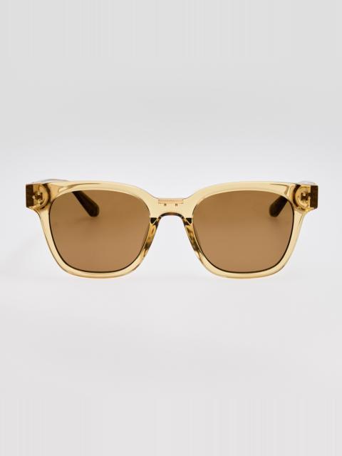 LINDA FARROW Sanchez Sunglasses in Khaki and Gold