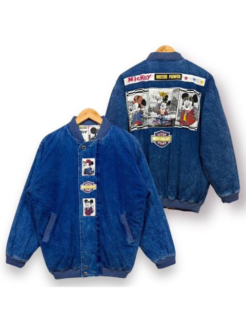 Mickey Mouse - 🔥 VTG 80s REVERSIBLE MICKEY MOTOR POWER DENIM BOMBER