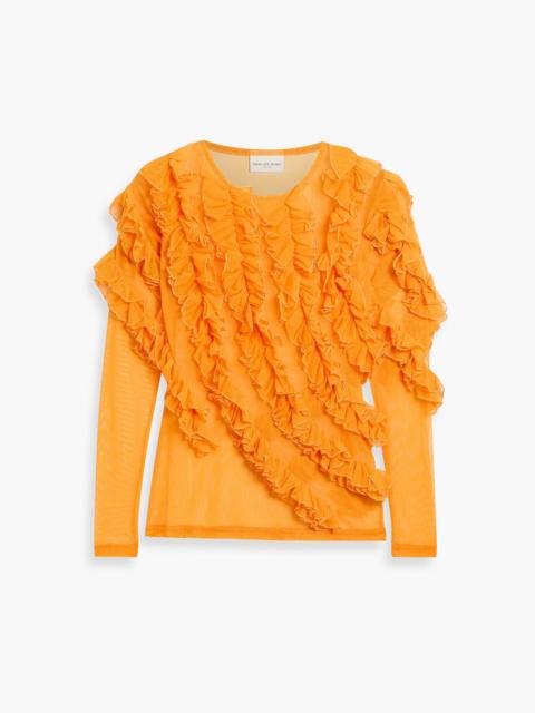Dries Van Noten Ruffled stretch-mesh top
