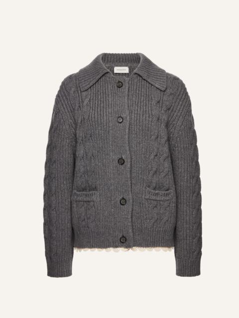 MAGDA BUTRYM Lace-detail cable knit cardigan jacket in grey