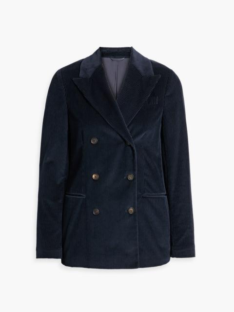 Brunello Cucinelli Double-breasted cotton and cashmere-blend corduroy blazer