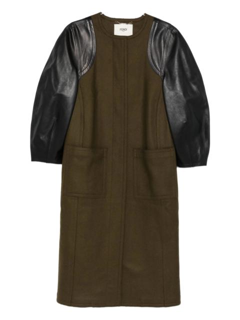 FENDI Fendi Leather-sleeves Wool Coat