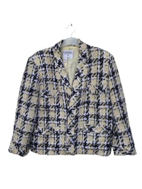 CHANEL Vintage Chanel Check Button Up Tweed Jacket
