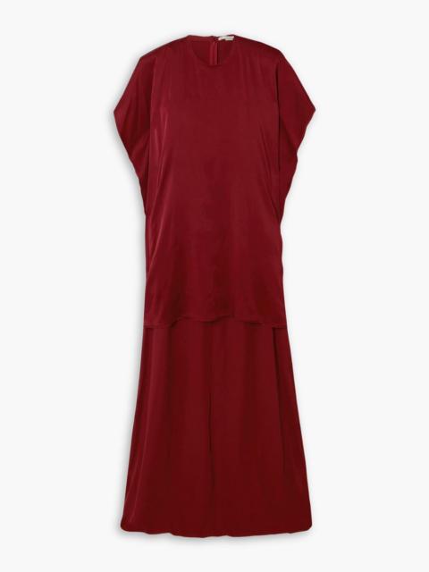 Stella McCartney Asymmetric draped cape-effect satin maxi dress