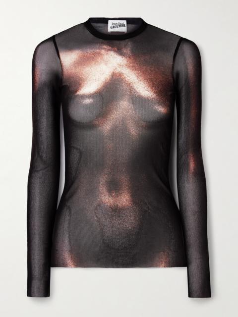 Jean Paul Gaultier Body Dust Trompe L'oeil Printed Mesh Top