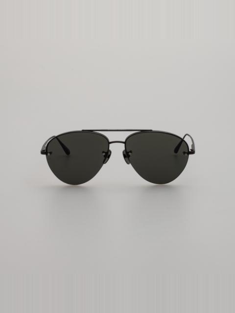 LINDA FARROW EDANO AVIATOR SUNGLASSES IN MATT NICKEL