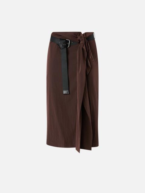 PINKO SHORT ASYMMETRICAL SKIRT IN TECHNICAL FABRIC WITH BELT