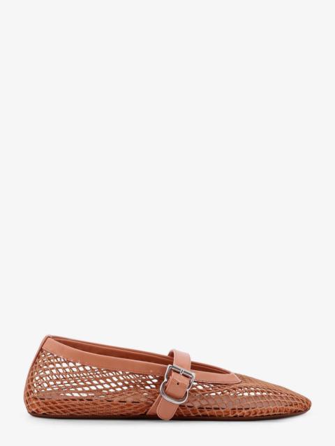 Alaïa Fishnet Ballet Flats With Leather Profiles