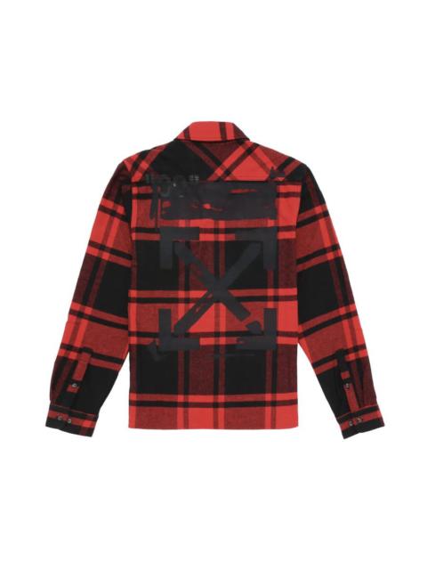 Diagonal stencil checkered flannel shirt