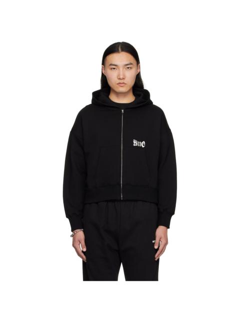 Black Logo Zip-Up Hoodie
