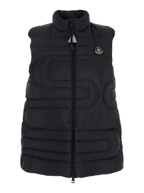 Moncler Women 'Xihu' Black Sleeveless Down Jacket With Logo Patch On The Front In Tech Fabric Woman