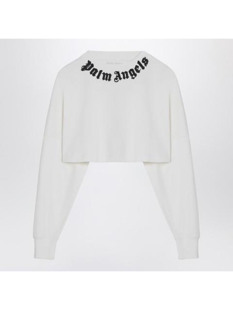 Palm Angels White Long-Sleeved Crop T-Shirt With Logo Women