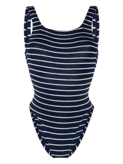 Hunza G striped square-neck swimsuit