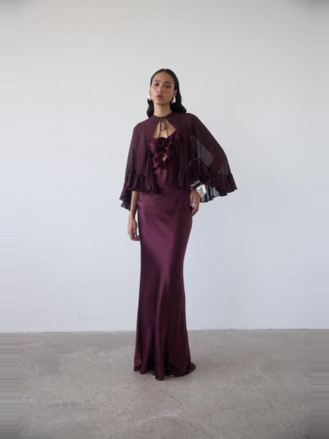 De La Vali PRECIOSO CAPE IN EARTH SILK CHIFFON