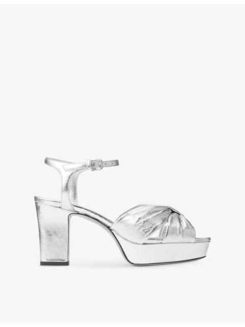 JIMMY CHOO Heloise 80 Metallic-Leather Heeled Sandals