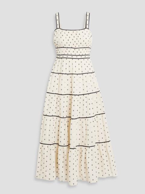 ULLA JOHNSON Clemente tiered embroidered cotton midi dress