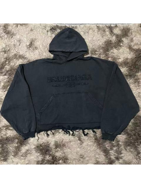 BALENCIAGA Balenciaga Surfer Hoodie Cropped Distressed Black