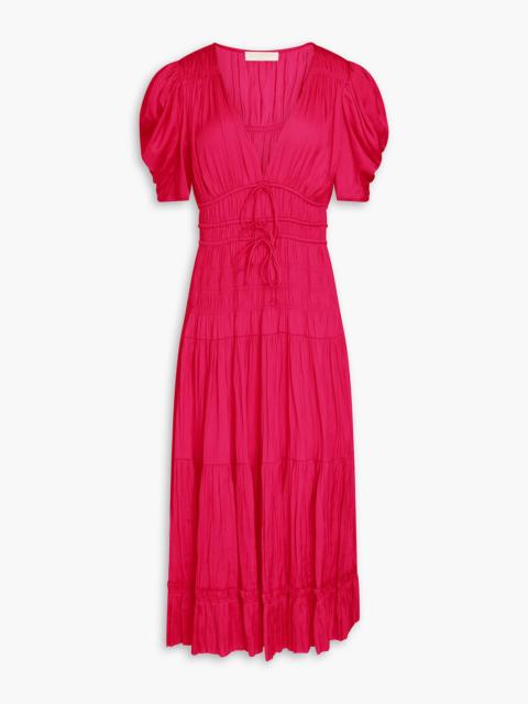 ULLA JOHNSON Daria tiered satin midi dress