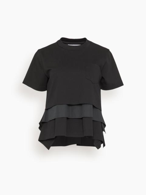 sacai Poplin Cotton Jersey T-Shirt in Black