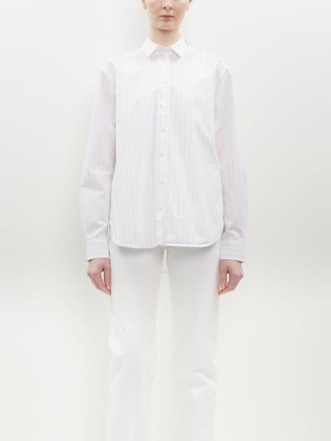Totême Signature Cotton Shirt — White / Ochre Pinstripe