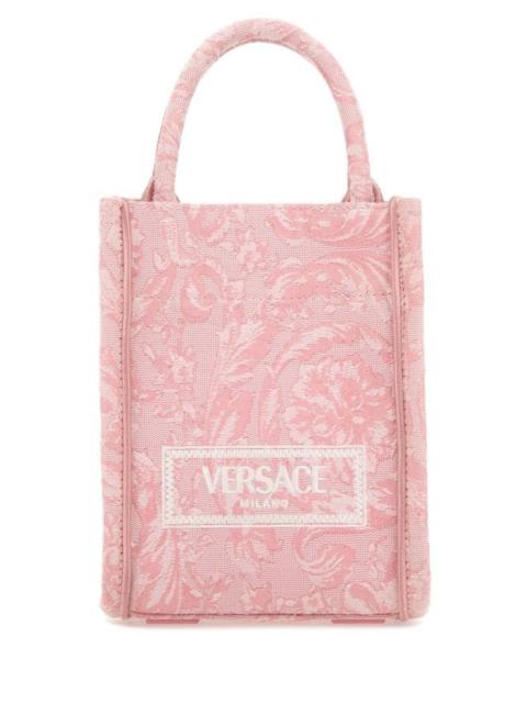 Versace Woman Embroidered Fabric Mini Athena Handbag