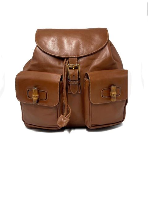 GUCCI Authentic Gucci Bamboo Leather Backpack