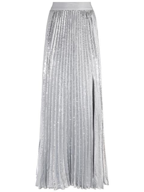 Alice + Olivia IVEY SEQUIN SUNBURST PLEATED MAXI SKIRT WITH SLIT