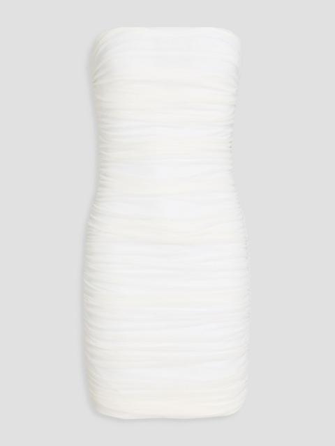 Alice + Olivia Cruz strapless ruched stretch-mesh mini dress