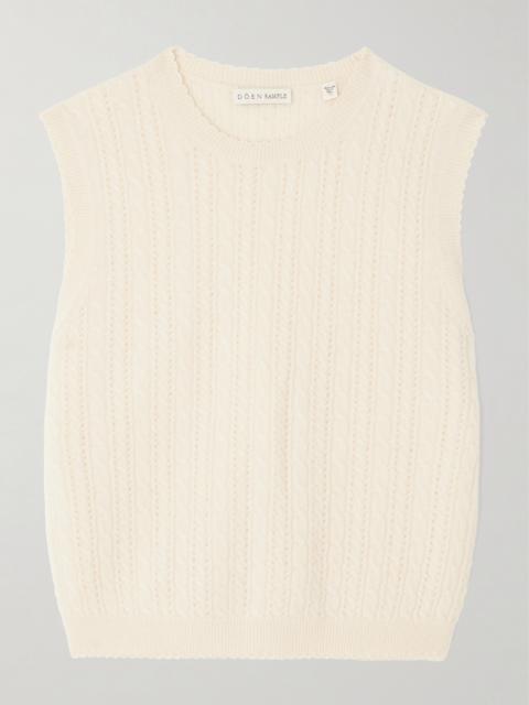 DÔEN Louden Cropped Cable-knit Cashmere Sweater Vest