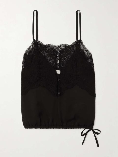 Lace-trimmed satin camisole Black