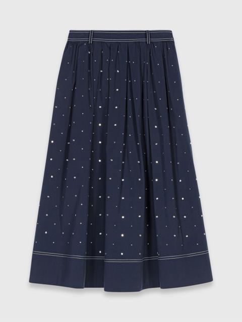 maje Studded flared cotton skirt