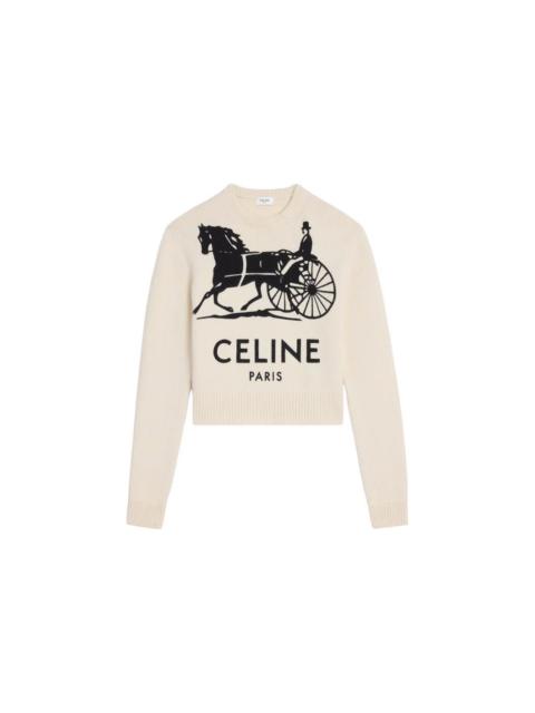 CELINE CELINE $1950 White/Black Cashmere Sweater New & Authentic (M