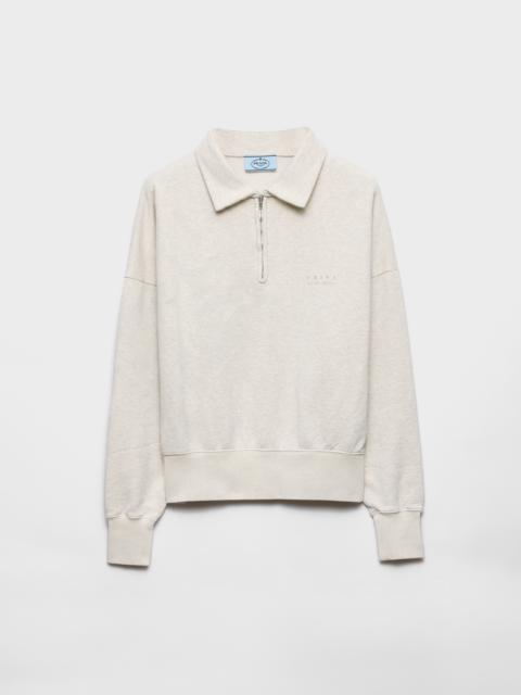 Prada Long-sleeved cotton fleece polo shirt