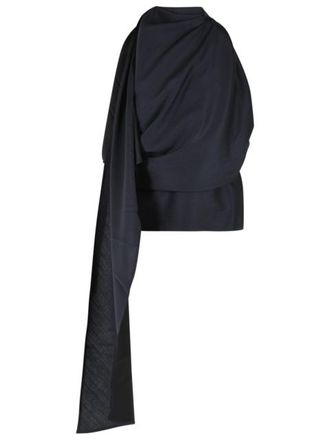 RÓHE Róhe Draped Blouse Navy Wool Blend Women