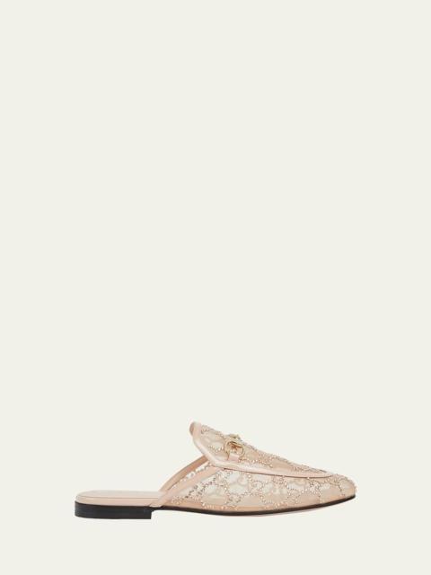 GUCCI Princetown Crystal GG Mesh Mules