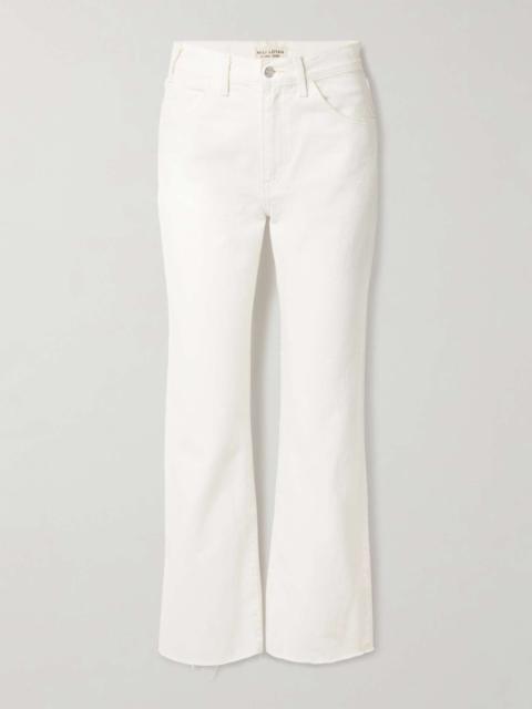 Calla frayed high-rise straight-leg jeans Cream