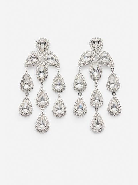 MAGDA BUTRYM Teardrop crystal chandelier earrings in silver
