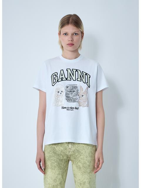 GANNI Ganni Women Logo Motif T-Shirt