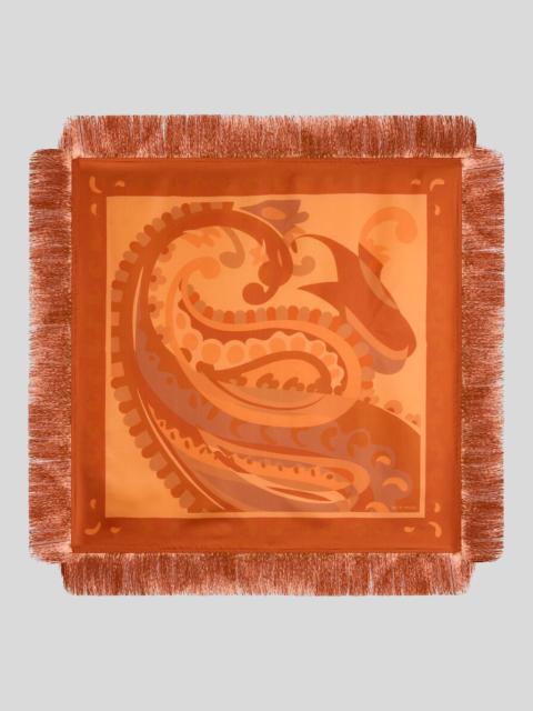 Etro SILK SCARF WITH FRINGING AND PAISLEY MOTIF