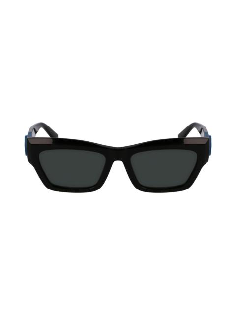 Longchamp Longchamp Medallion 53mm Modified Rectangular Sunglasses in Black at Nordstrom