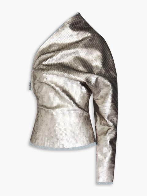 Rick Owens One-shoulder sequined denim top