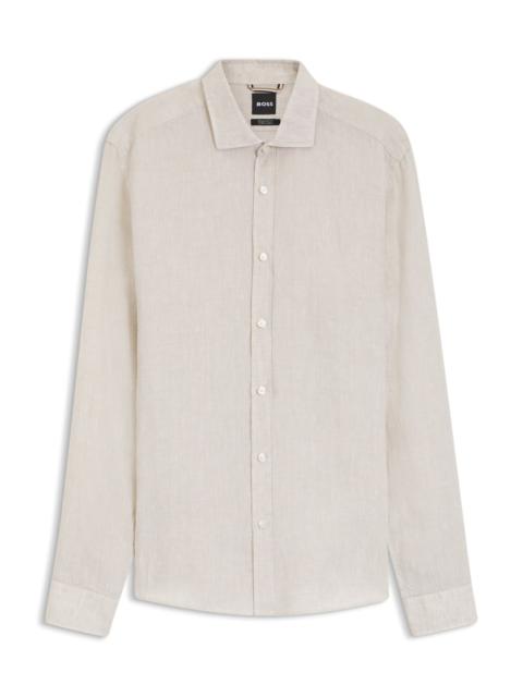 BOSS REGULAR-FIT SHIRT IN WASHED LINEN