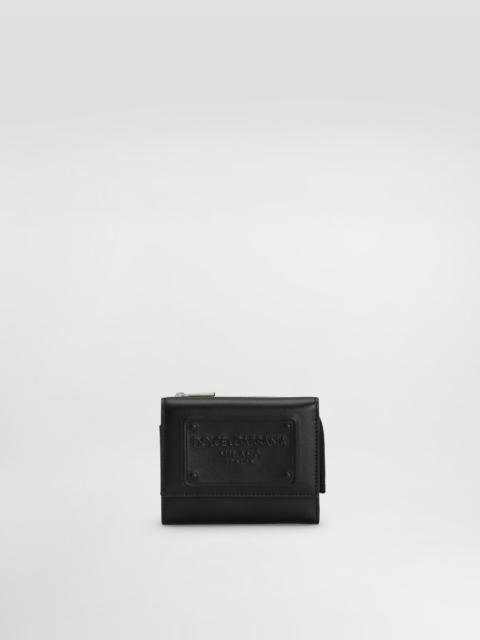 Dolce & Gabbana Calfskin French flap wallet with raised logo
