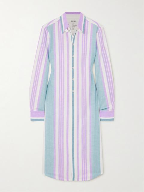BETTTER Lorca Striped Linen Midi Shirt Dress