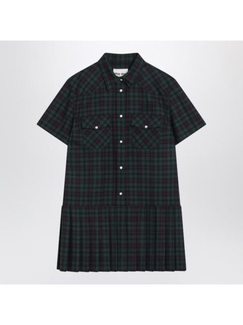 Miu Miu Miu Miu Blue And Green Tartan Mini Dress Women