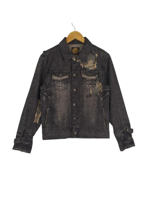 Other Designers Vintage - Vintage Midas Denim Distressed Trucker Biker Jacket