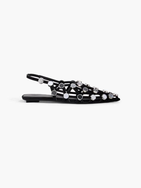 THE ATTICO Grid embellished suede slingback point-toe flats